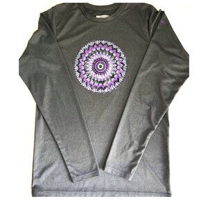 Columbia Sportswear Gray LS Tee With Purple Mandala Graphic Girls Size L (14/16)